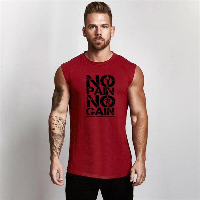Gym tøj kompressionsvest fitness herre tank top bomuld bodybuilding stringer tanktop muskel singlet træning ærmeløs skjorte: Burgunder / Xxl