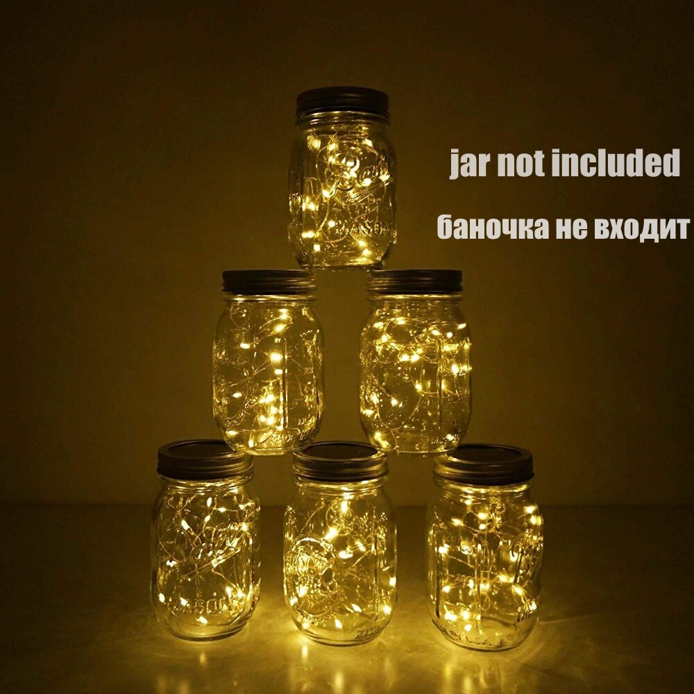 6 pakke mason jar light 20 led solar farverige fe string lights låg indsats til gårdhave havefest bryllup juleindretning