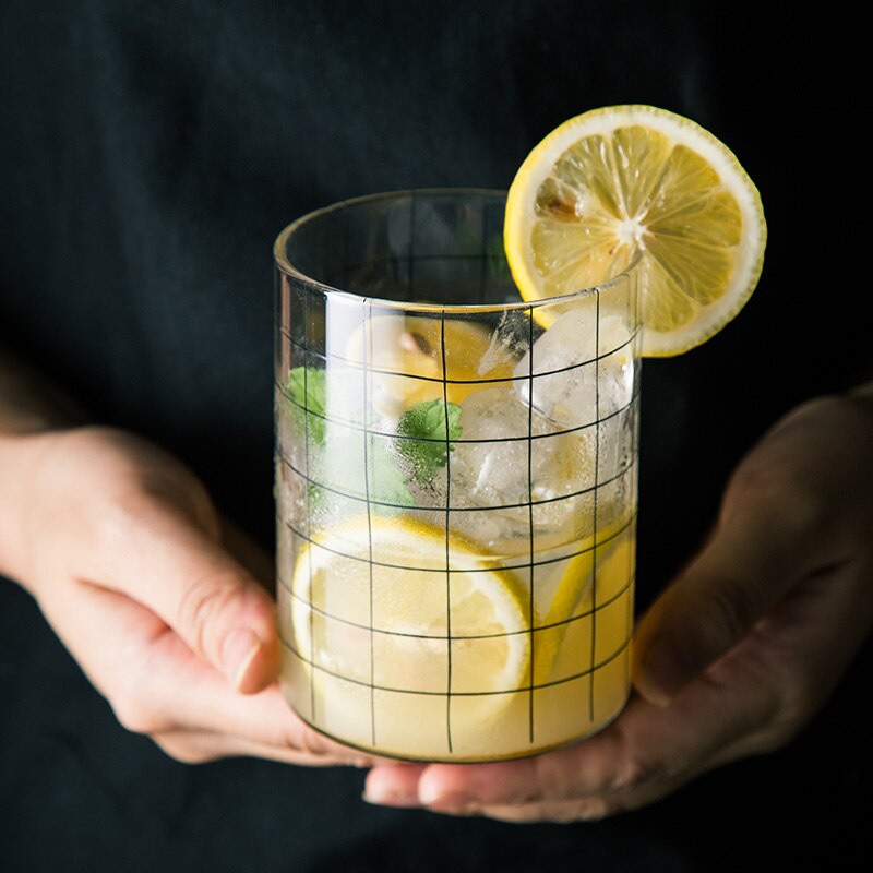 Juego de vasos minimalistas de vidrio con de rayas transparentes, vaso de leche y jugo de cerveza para la familia, vasos de vidrio para beber, 6 uds.