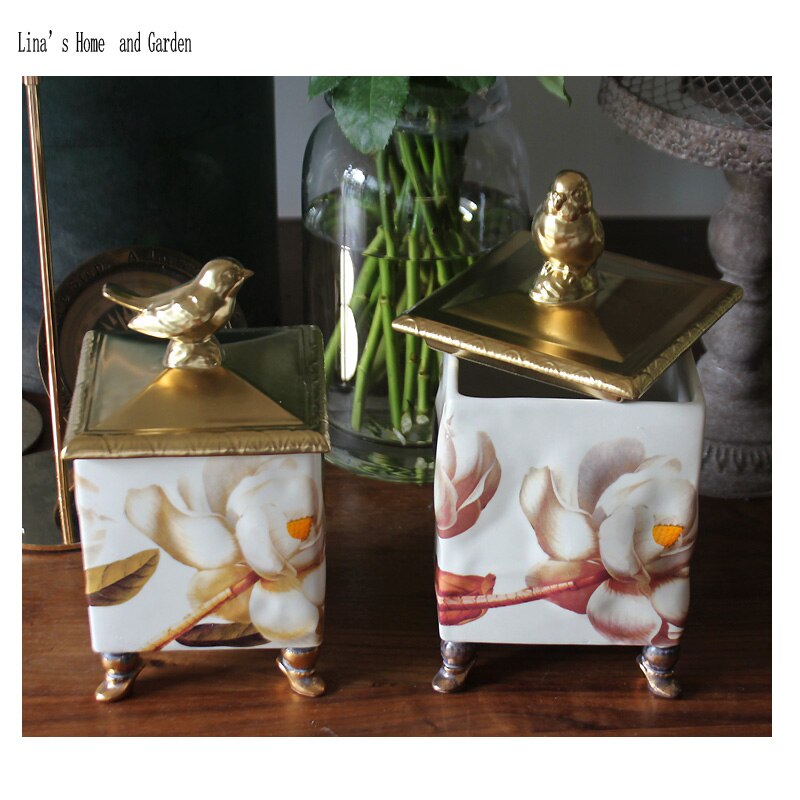 square American countryside Ceramic storage box with lid