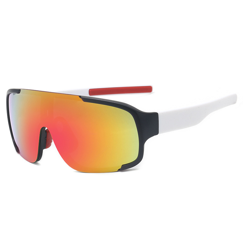 Nuevas gafas de sol de ciclismo estilo Y2K, gafas a prueba de viento para hombres y mujeres, lentes reflectantes Retro, gafas deportivas para montar en carretera: Negro