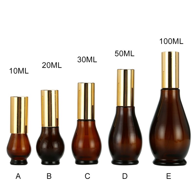 Draagbare bruine lichtdichte glazen spuitfles kleine gieter draagbare make-up toner gezichtsparfumfles 100ml gouden deksels