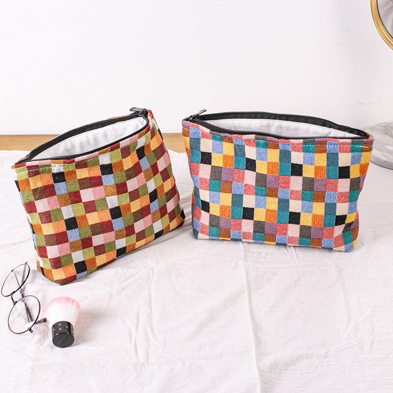 Purdored 1 Pc Vrouwen Kleur Mozaïek Cosmetische Tas Grote Reizen Rits Vrouwelijke Cosmetische Tas Make Organisatoren Beauty Case Waszak