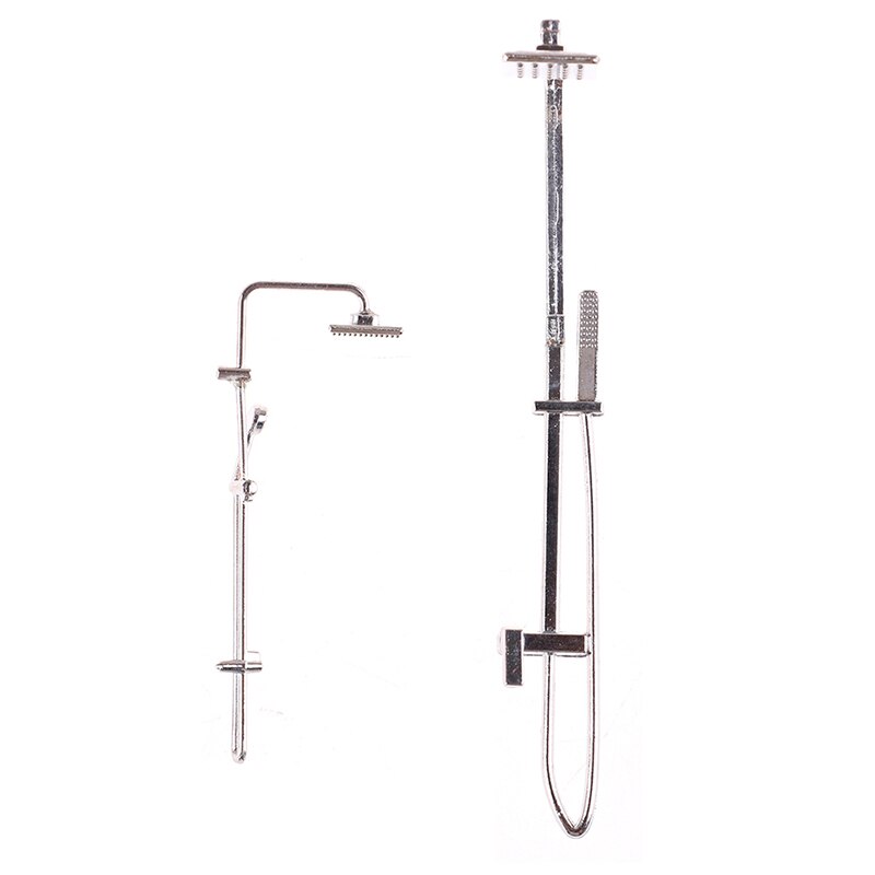 Alloy Bathroom Bath Shower Dollhouse Miniature Mini Bathroom Bath Shower Model Pretend Toy for Doll Houses Accessories