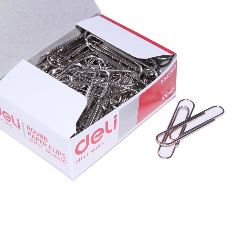 100 Stuks/doos Rvs Paperclips Standaard 29 Mm 50 Mm Dikke Metalen Paperclips Senior Kantoorbenodigdheden Briefpapier