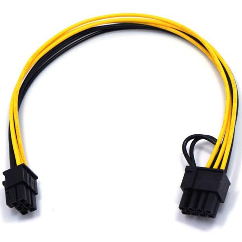 PCIe 6 Pin Male to 8 Pin (6+2) Male PCIe Adapter Power Cable PCI Express Extension Cable 12.5 Inches