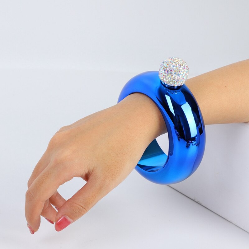 Bracelet alcool Hip flacon avec couvercle en diamant rond Chic vin 3.5oz whisky Vodka alcool Flagon Drinkware + 1 entonnoir