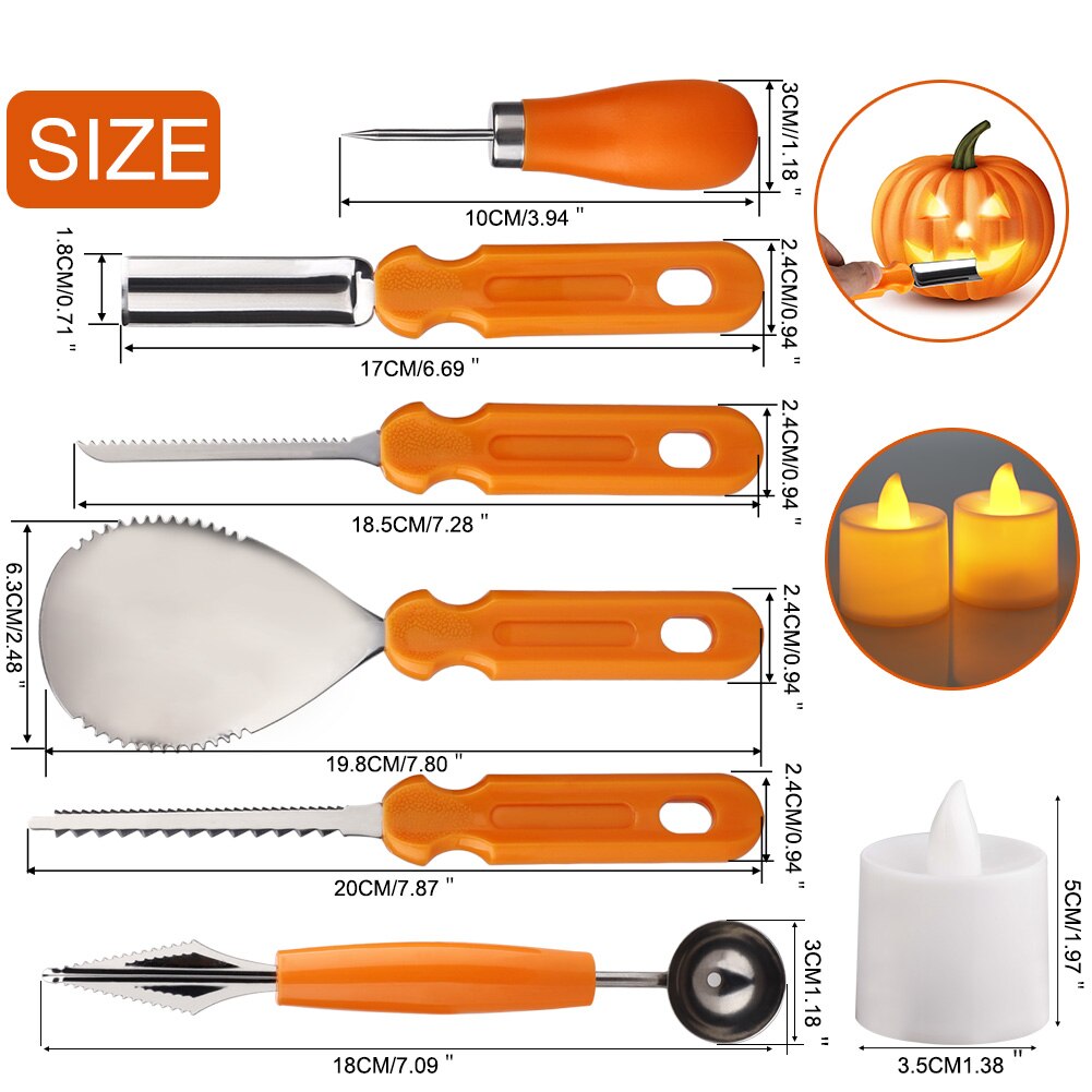 9pcs Halloween Pumpkin Carving Kit Stainless Steel Tool Set Easily Carve For Pumpkin Decorations DIY Craft Accessories