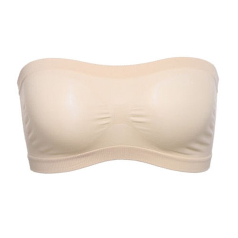 Sujetadores finos sin tirantes para mujer, cómodos, sin forro, con aros, sujetadores deportivos para mujer: Beige