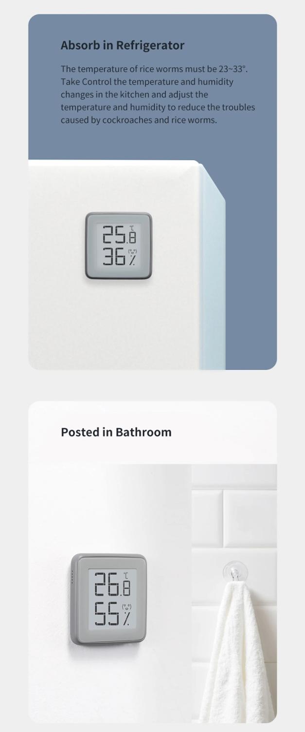 MMC E-Ink Screen BT2.0 Smart Bluetooth Thermometer Hygrometer Works with Xiaomi App Home Gadget Tools