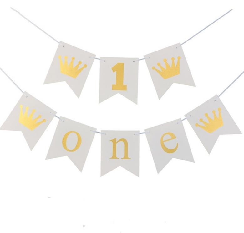1 Juego de cartel de corona de primer cumpleaños para bebé, niño y niña decoración de de cumpleaños para, 1 año