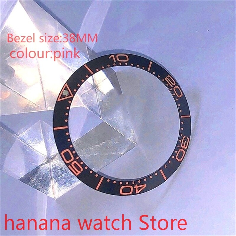 Bliger 38Mm Geel Horloge Bezel, glas Parel Keramische Horloge Bezel Voor 40Mm Self-Winding Heren Horloge: pink