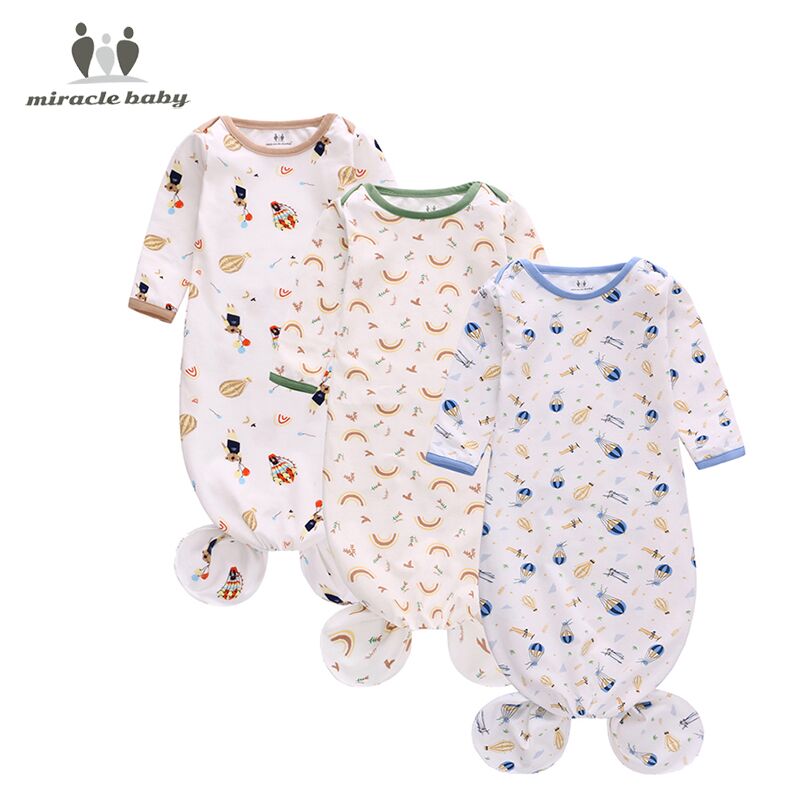 0-12M abito da bambino annodato cotone neonato coperta Swaddle sacco a pelo per bambini bambini neonata ragazzo abiti da notte: orso balloon / L(6-12M)