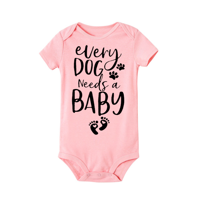 Casual Newborn Kids Baby Girls Boys Every Dog Beeds a Baby Footprint Short Sleeve Romper Jumpsuit Outfit Summer Baby Clothes