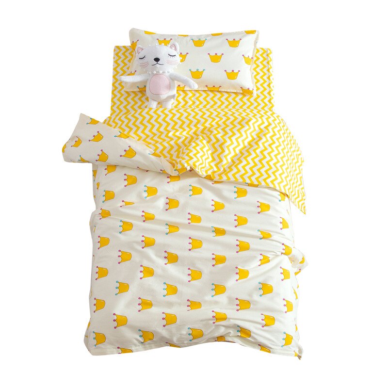 3 stk søde dyre bomuld krybbe sengelinned kit tegneserie baby sengetøj sæt inkluderer pudebetræk lagen dynebetræk uden fyldstof: 6