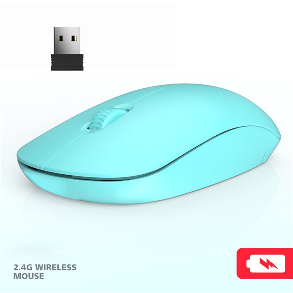 Kebidu USB 2.4G Wireless Optical Mouse Cute Color Computer Mice Ergonomic PC Office Mouse For Kid Girl: Blue