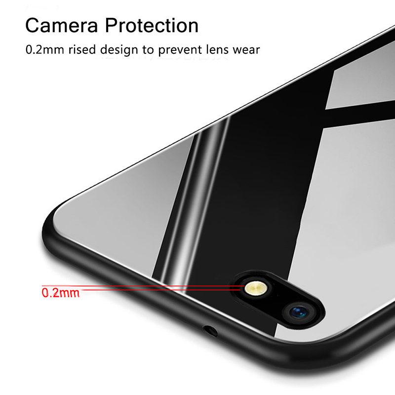 Glas Case Voor Xiaomi Redmi 6A Case Luxe Cover Gehard Glas Siliconen Frame Hybrid Hard Cover Op Voor Redmi 6A Gevallen