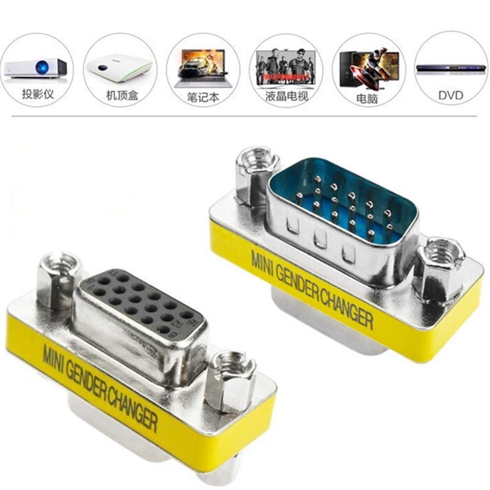 VGA Male to VGA Female Adapter 15 Pin VGA Cable Extender MINI Gender Changer for Monitor Projector
