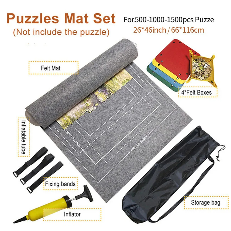Professionele Puzzel Rolmat Deken Vilten Mat tot 1500/2000/3000 Stuks Accessoires Puzzel Draagbare Reizen Opbergtas: Goud