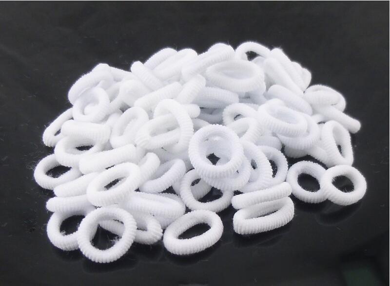 100 unids/lote, banda de goma para el pelo de niñas, negro, blanco, pequeñas bandas para el cabello coloridas para niños, accesorios para el cabello elásticos: white