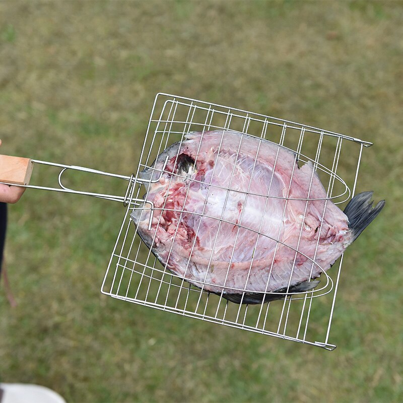 Grilltilbehør multifunktionelt rustfrit stål grillet fiskeclips dobbelt fisk grillnet udendørs grillværktøj
