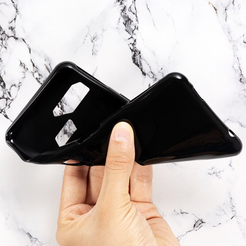 Wood grain PU Leather Phone Case For Asus ROG Phone ZS600KL Flip Case For Asus ROG Phone ZS600KL Wallet Case Silicone Back Cover: Black Soft Silicone