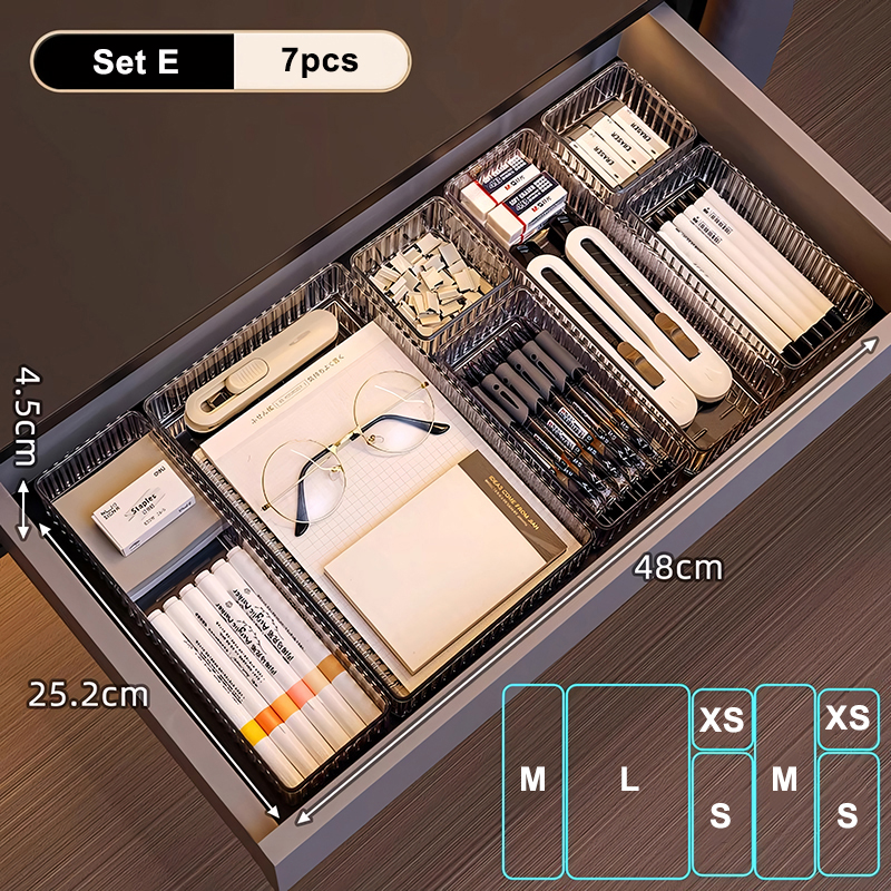 Multi-use Clear Plastic Storage Boxes Set for Draw... – Vicedeal