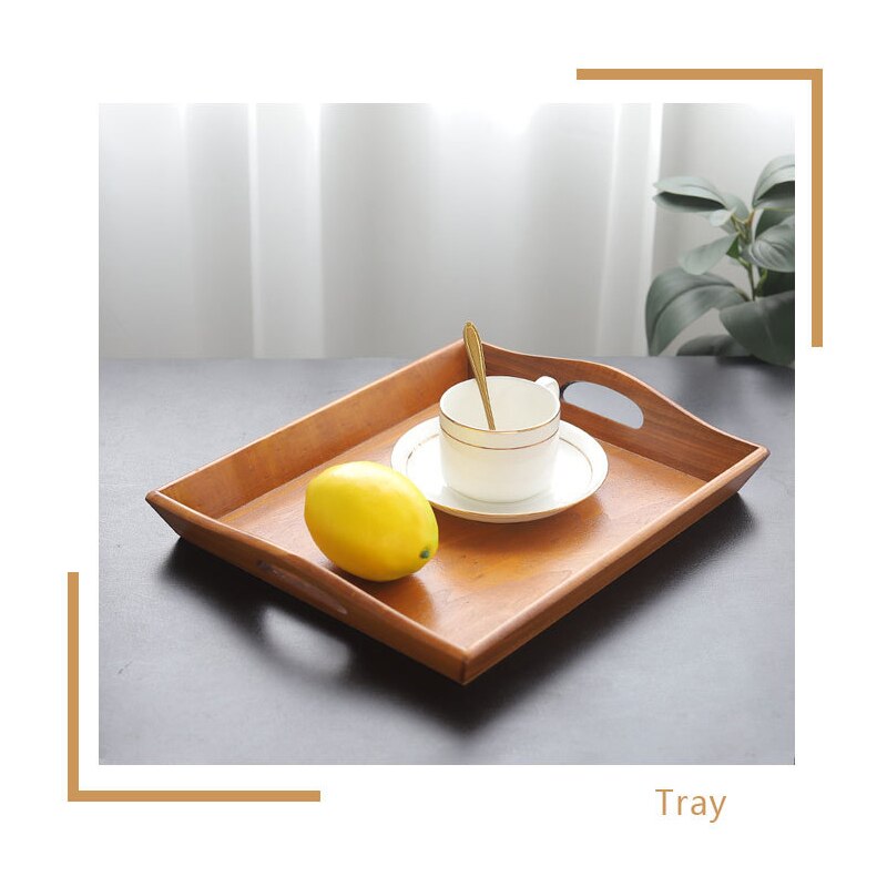 1PC stałe retro drewniane tace talerze talerze filiżanki robić kawy owoce taca prostokąt taca drewniana zastawa stołowa dekoracja wnętrz drewniana taca