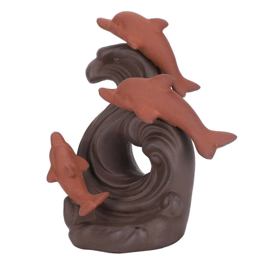 Cuencos tibetanos hechos a mano, Delfín, quemador de incienso de reflujo, cascada, soporte de incienso, ornamento de aromaterapia, cuenco para cantar tibetano