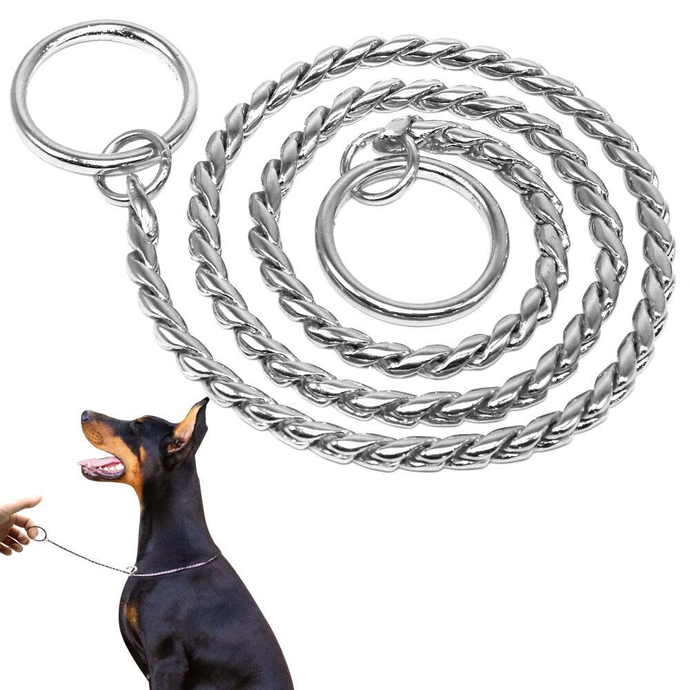 Durable Dog Chain Collar Solid Snake P Chock Collars Leash Strong Training Choker For Small Mudium Large Dogs K9 Labrador