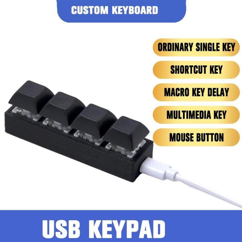 USB Programmable Macro Keyboard 4 Keys One-key Shortcut Keys Mouse Button Volume Control Key Mini Keypad: Default Title