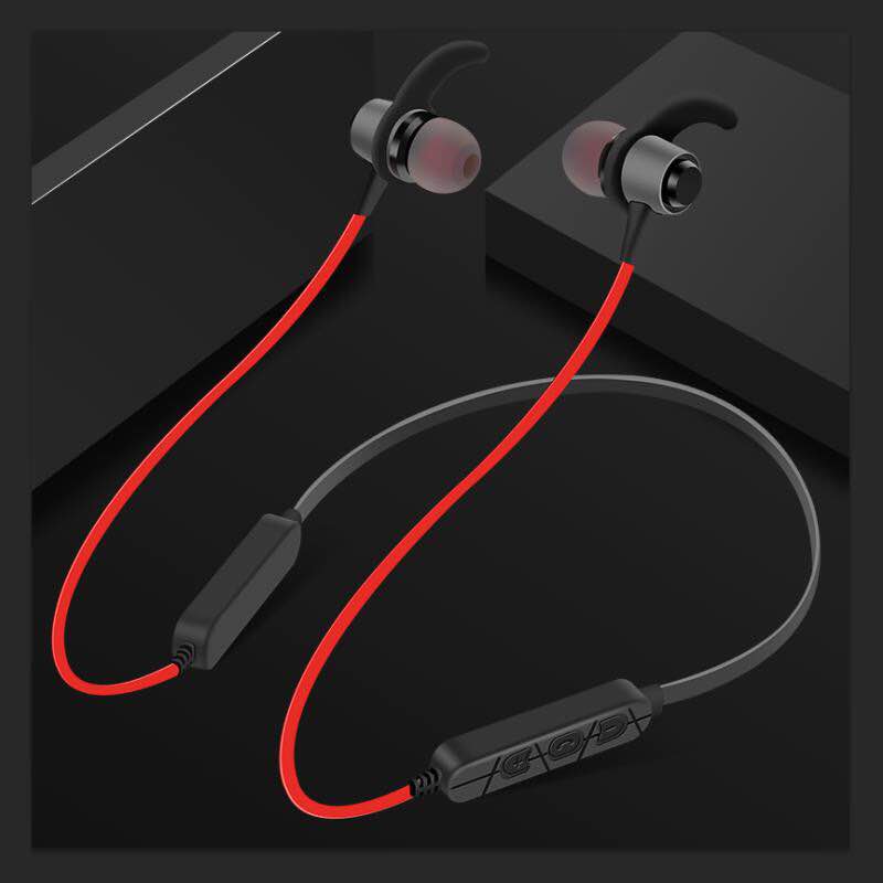 Magic music draadloze bluetooth oordopjes nekband waterdichte sport stereo hoofdtelefoon met microfoon voor telefoon: Zwart rood