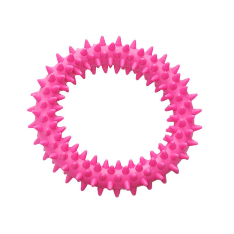 Pet Molar Toys Dog Biting Ring Toy Soft Molar Rubber Dog Toy Pet Bite Cleaning Tooth Toy Pets Tools Increase The Intelligence: pink 9X2cm