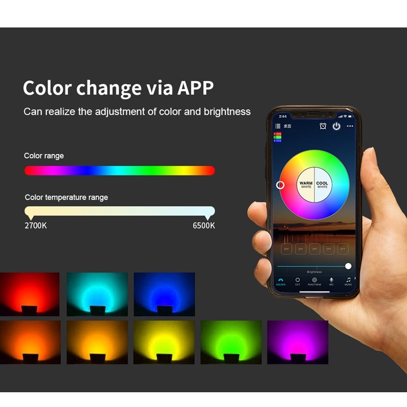 Smart RGB Spotlight Wall Outdoor Lighting 220V 110V LED FloodLight 24W Reflector LED Flood Light IP66 Waterproof Warm Cold White