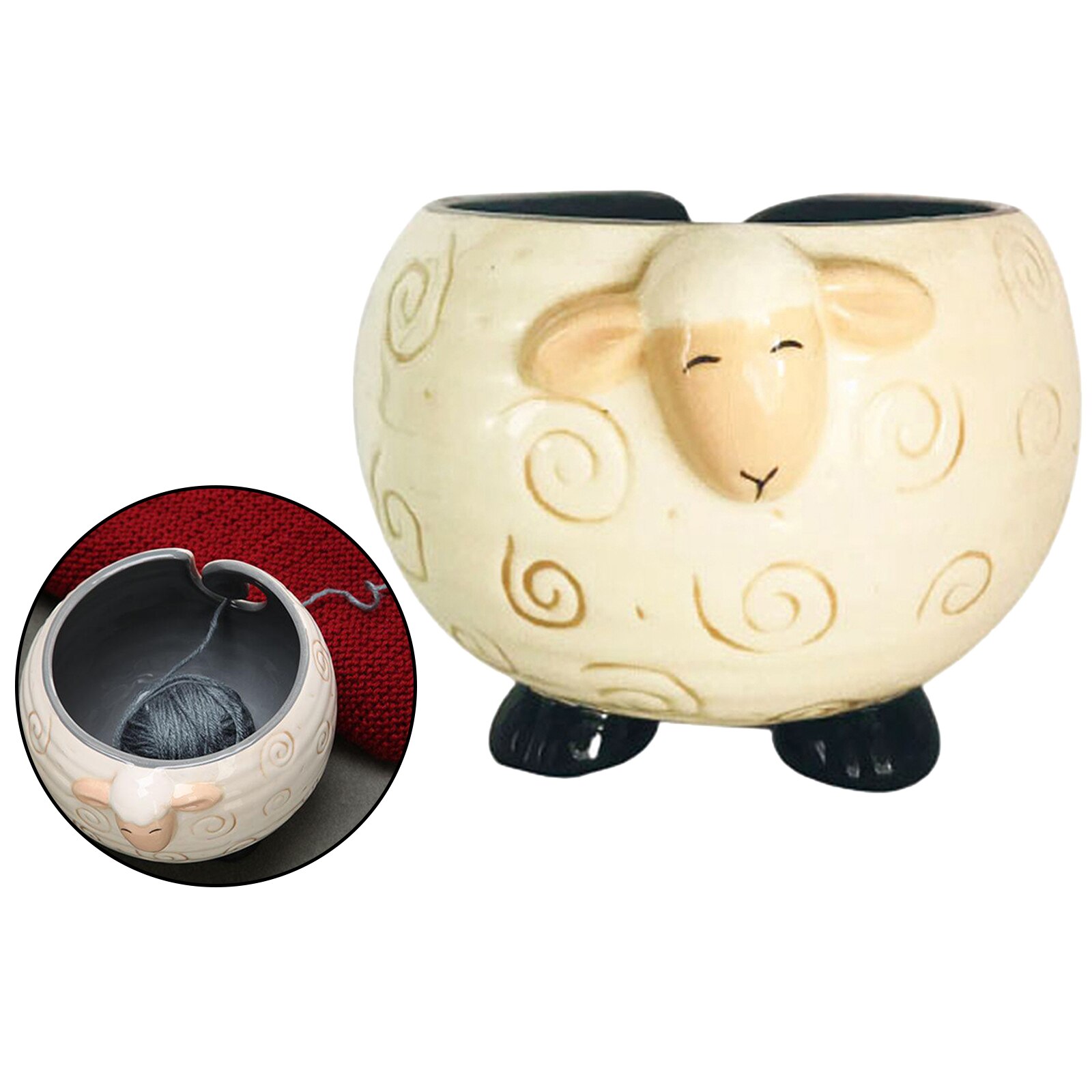 Joyeee Houten Garen Komhouder, Organizer Opbergkom voor DIY Breien Haken Woondecoratie, Home Handwerk Garen Houder Accessoires Kit voor Vrouwen, Wollen Kommen om Groot, 15,5 cm