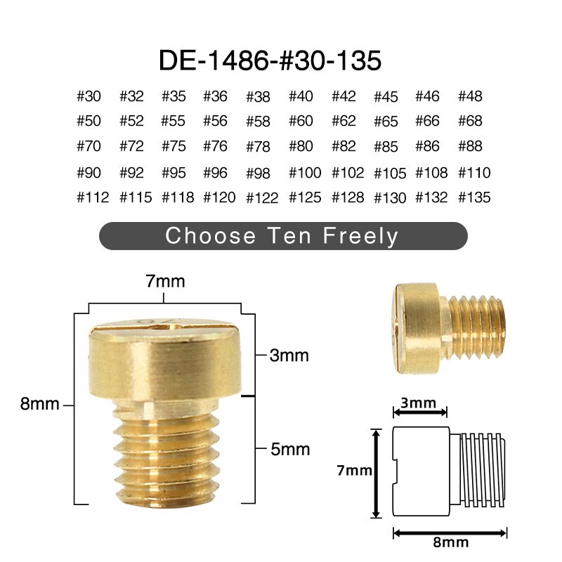 Alconstar 12Pcs Main Jet Voor Dellorto Carburateur Sha Phbg Ad/Ds Racing Belangrijkste Injector Nozzle Pilot Jet: Oranje