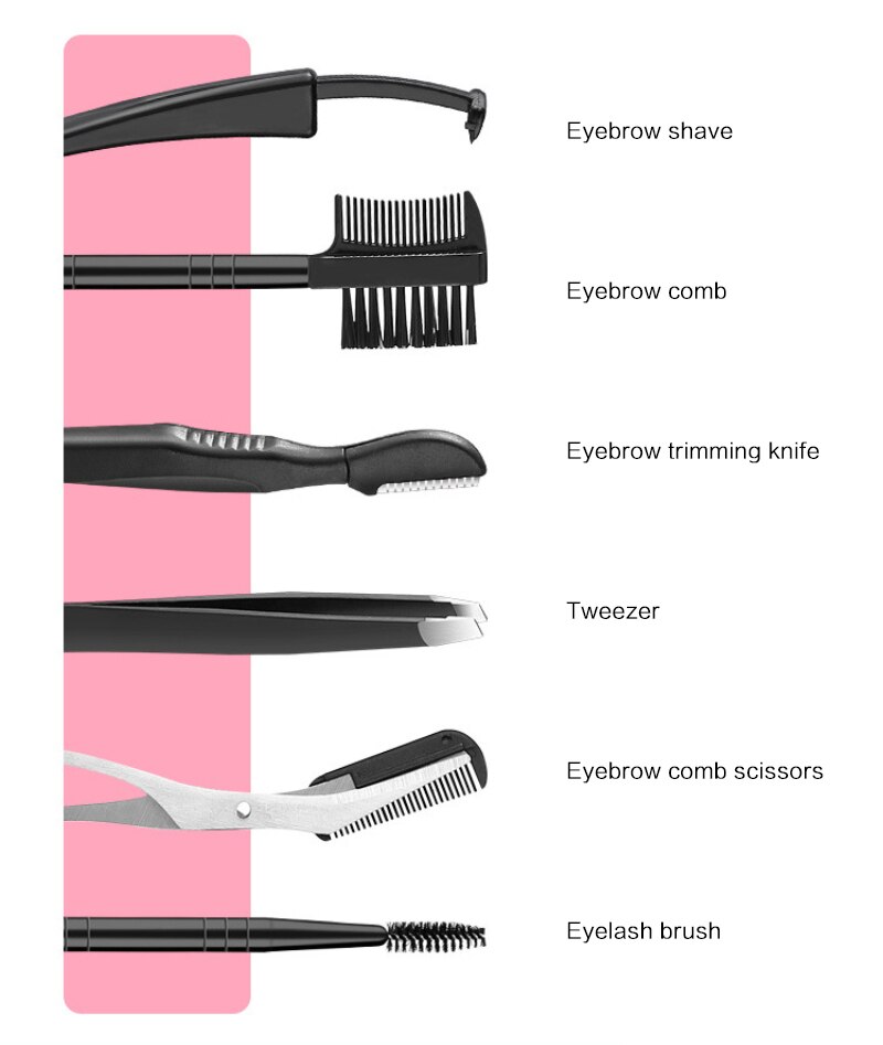 PAIE 5pcs Portable Stainless Steel Eyebrow Trimmer Scissors Brow Shaver Facial Hair Trimming Grooming Kit Beauty Tool for Women