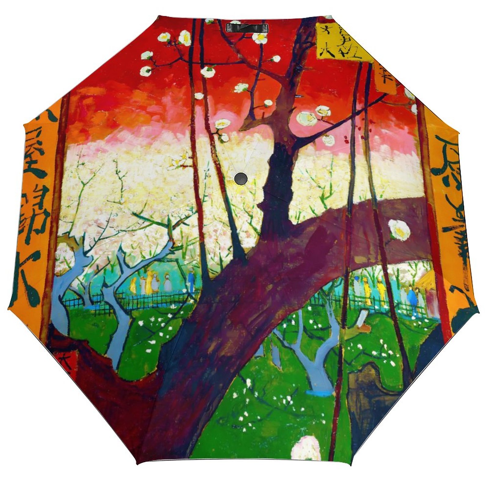Vincent Van Gogh Paraguas automático de 3 pliegues Café Terraza por la noche Paraguas ligero Sol y lluvia Paraguas de abrigo negro para hombres y mujeres: Multicolor