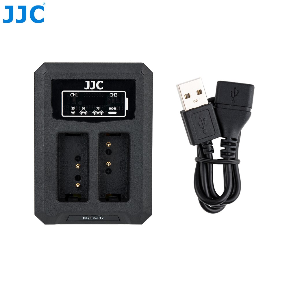JJC USB Dual Battery Charger for Canon LP-E17 LPE17 on Canon EOS 850D M6 Mark II M6 M3 77D 800D 760D 750D Replace LC-E17C LC-E17: Default Title