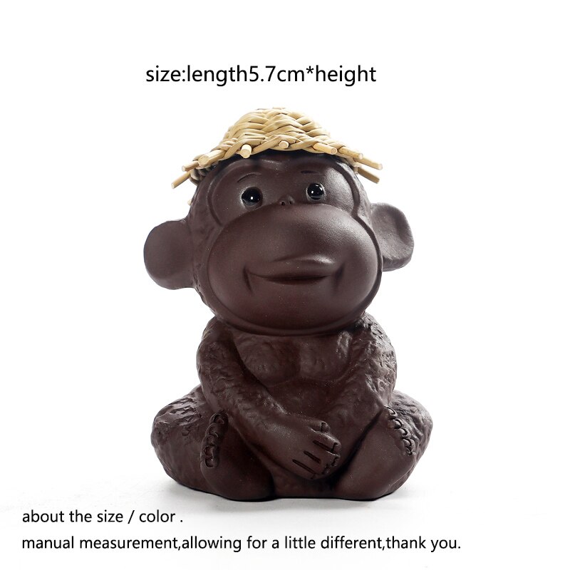 Estatua mono creativa de la suerte, té de arcilla púrpura, artesanía de cerámica para mascotas, kungfú chino, accesorios de juego de té, decoración para bandejas, de Boutique: D Style