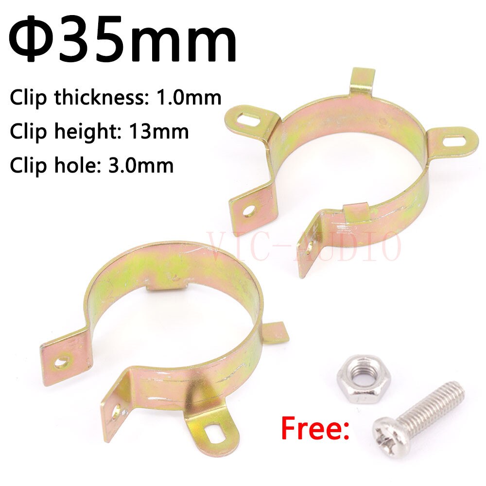 5PCS Durable Capacitor Bracket Clamp Holder Clap 22mm 25mm 30mm 35mm 40mm 45mm 50mm Mounting Clip Surface plating zinc Amplifier: 35MM