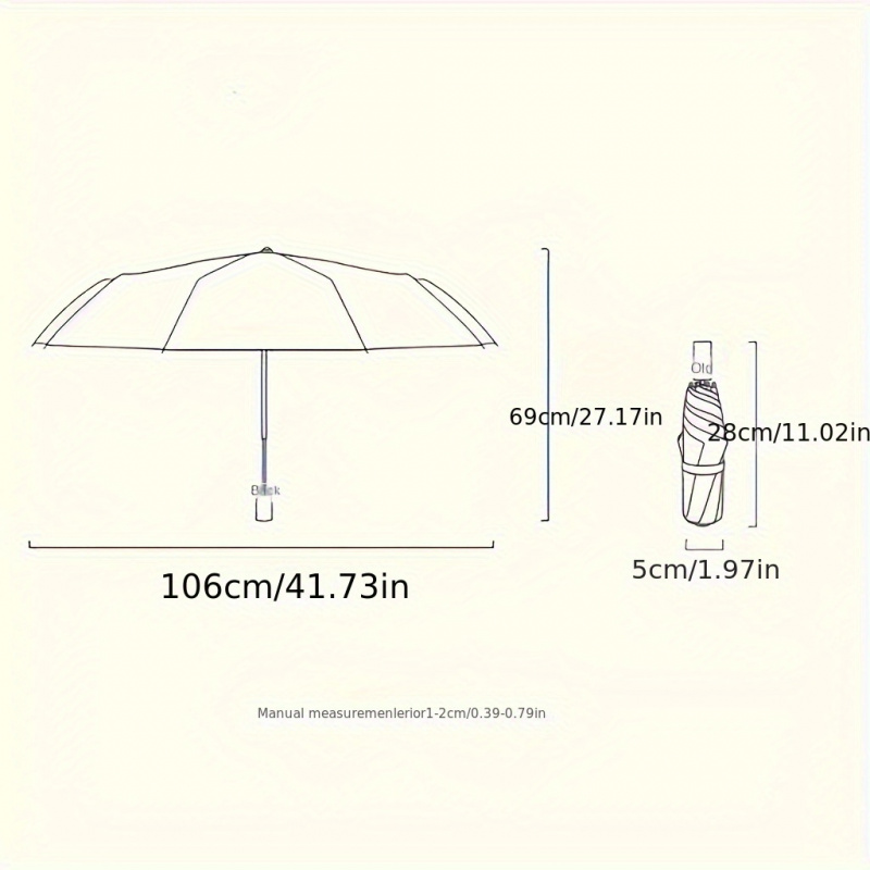 Paraguas plegable súper grande acanalado, resistente al viento e impermeable, refugio para la lluvia Pongee 170T reforzado, mango de goma, varillas de hierro, 12 nervaduras