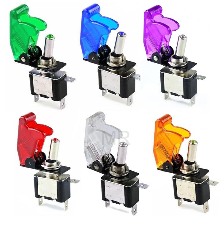 Auto Auto Stiefel Lkw Beleuchtet LED Kippschalter Mit Sicherheit Flugzeug kippen hoch Abdeckung Schutz 12V20A transparent