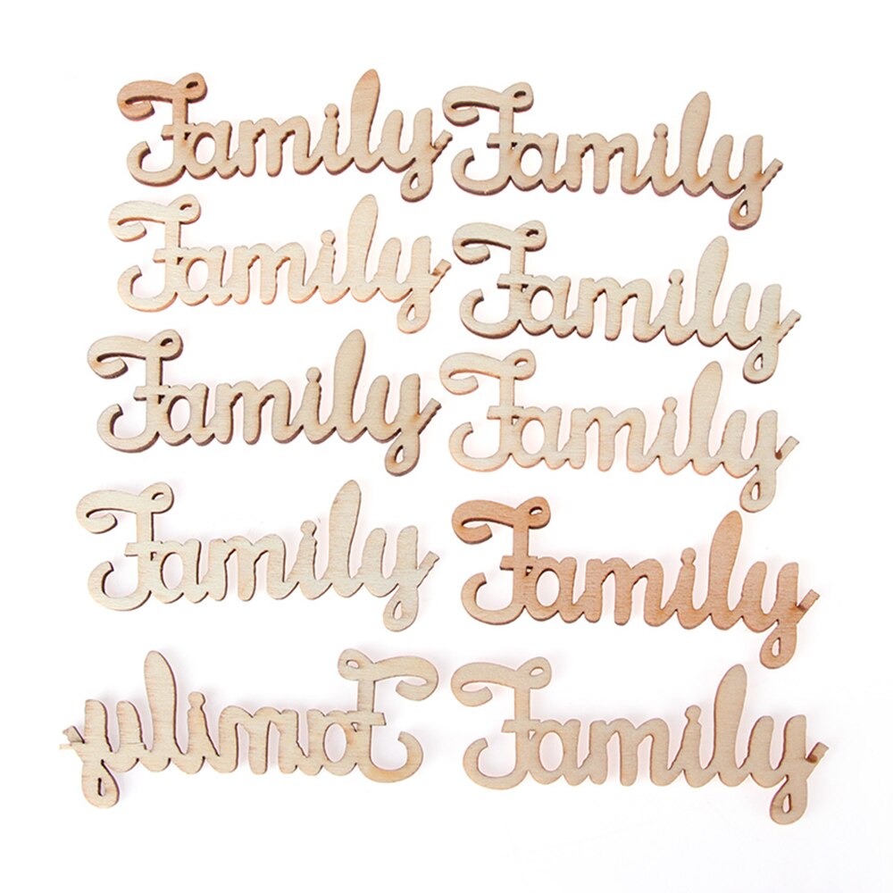 random style10 Pieces Wooden Family Word Letters Alphabet Script for Family Tree Crafts Home Wedding DIY Decorations Handmade