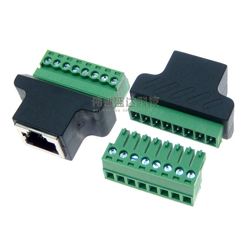 1pcs RJ45 To Screw Terminal Adaptor RJ45 Male/Female To 8 Pin Connector RJ45 Splitter For CCTV DVR CCTV Accessories: army green