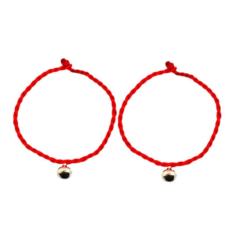 Hot 2 pz/set semplice cavigliere fatte a mano corda regolabile fortunato braccialetto alla caviglia gioielli piede per donna uomo coppia cavigliere catena:  red