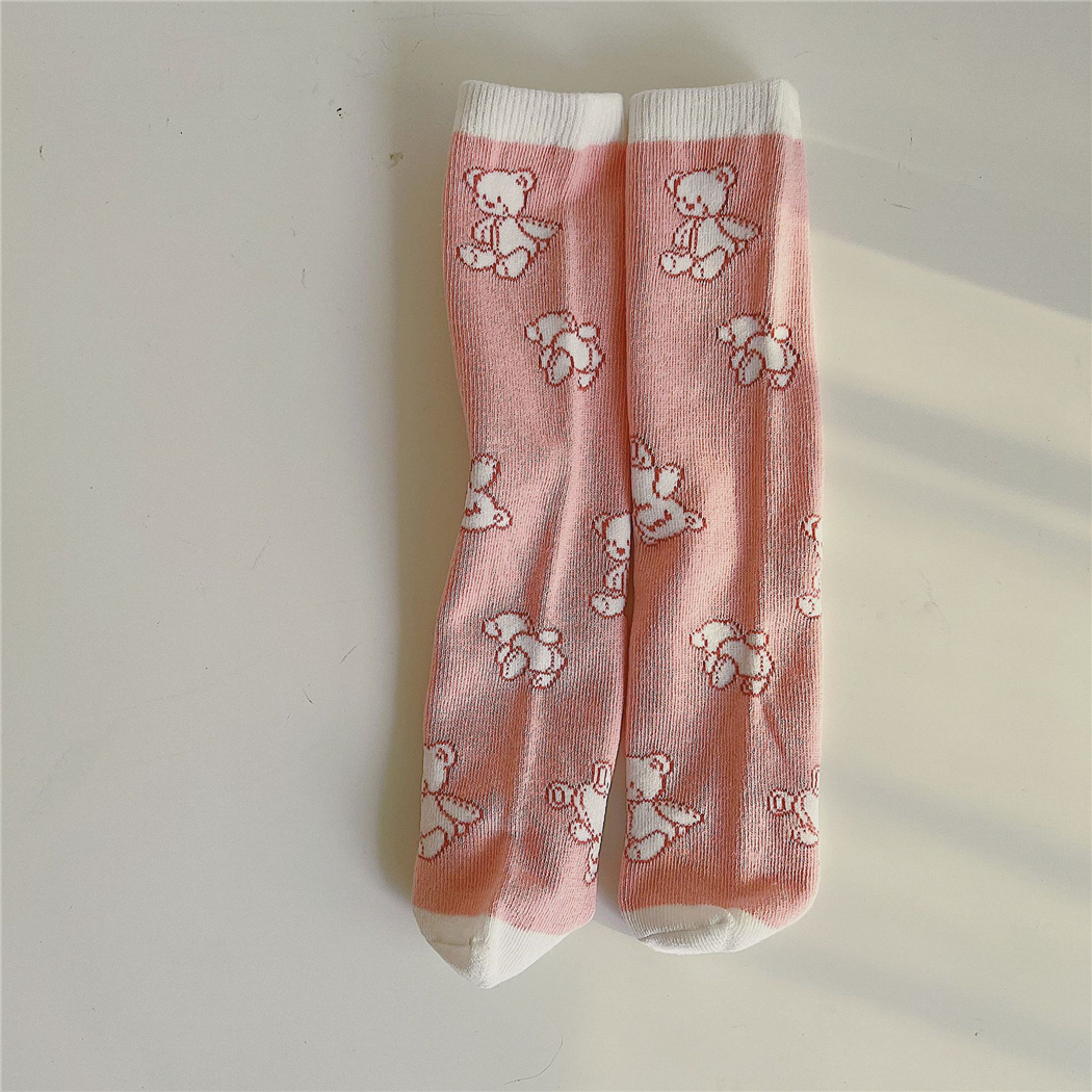 Baby Jongen En Meisjes Cartoon Beer Sokken Zachte Ademende Baby Kids Knie Hoge Lange Sokken Voor Peuter Booties Sokken Kinderen meias: B