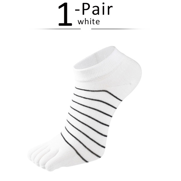 1 paire de chaussettes à cinq doigts en pur coton pour femme et fille, rayées, solides, , mignonnes, Harajuku, sans spectacle, avec orteils, offre spéciale: WHITE