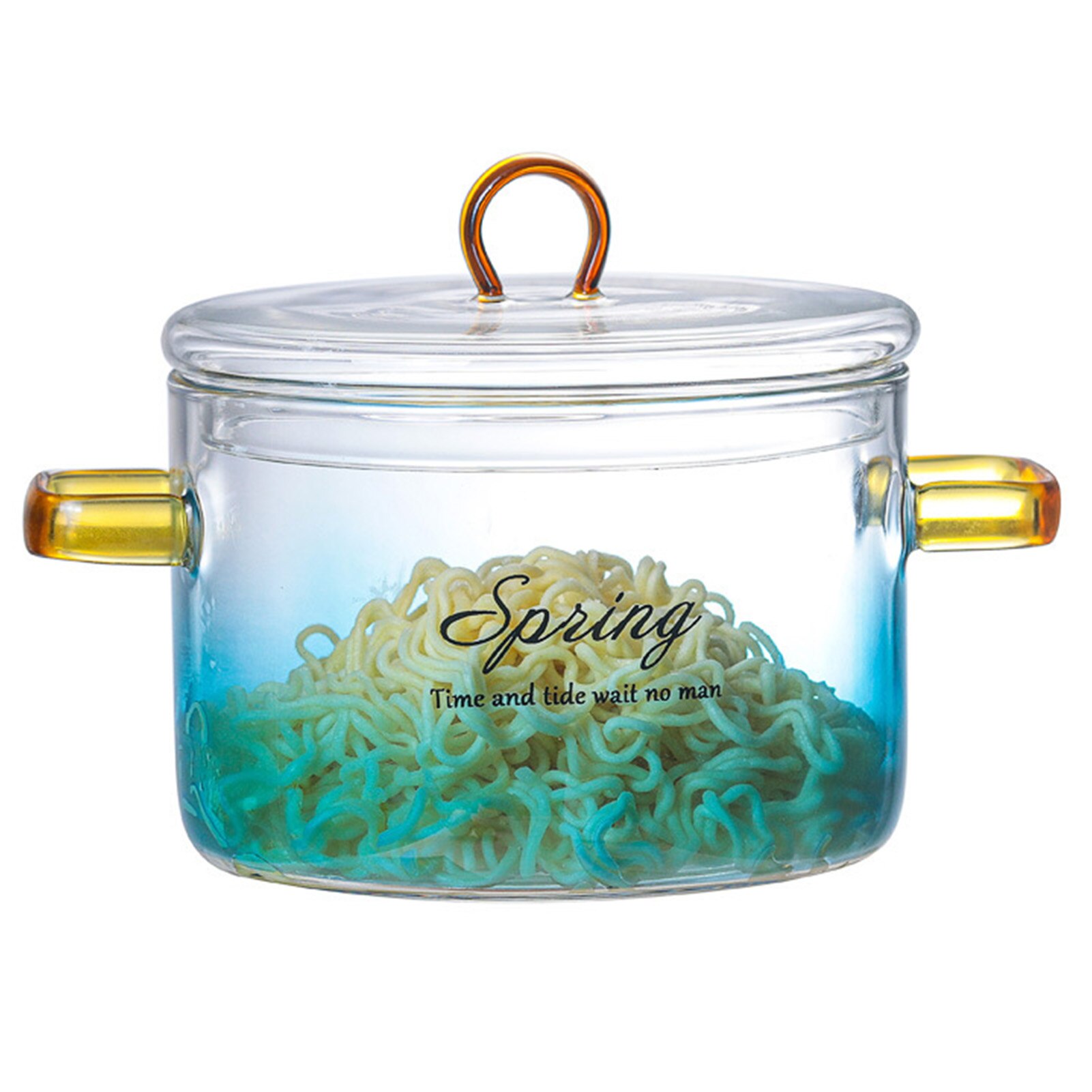 Cazuela de vidrio para microondas, olla de vidrio con tapa resistente a altas temperaturas, Color degradado, cazuela resistente al calor: Default Title