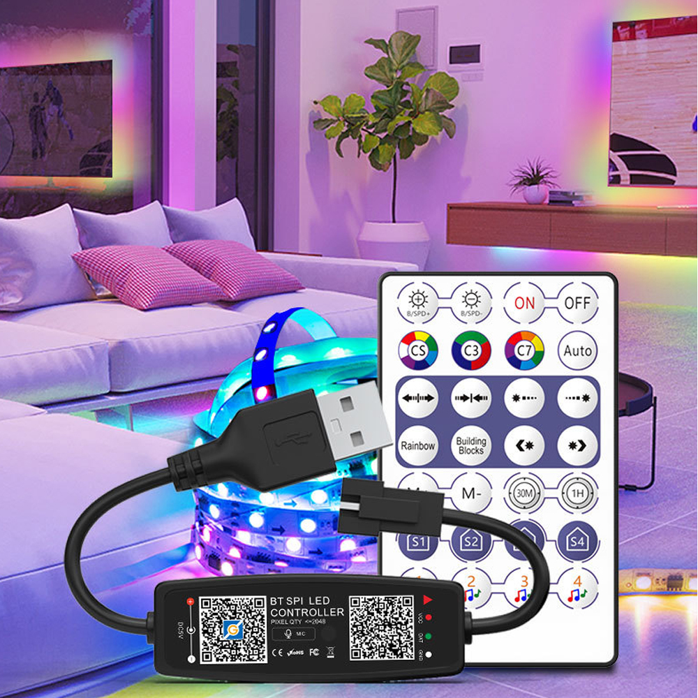 WS2812B Controller Bluetooth Muziek Voor Pixel Led Strip Licht SK6812 WS2811 WS2812 Led Light Strip Usb 5V App Remote controller